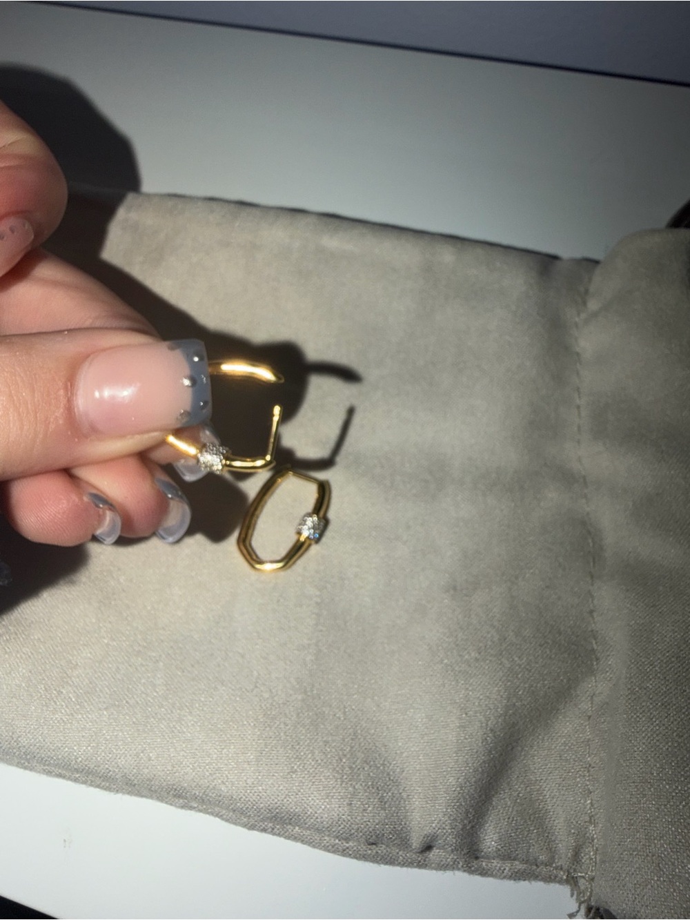 Bristol 18k Gold Vermeil Huggie Earrings in White Sapphire - Picture 2 of 3